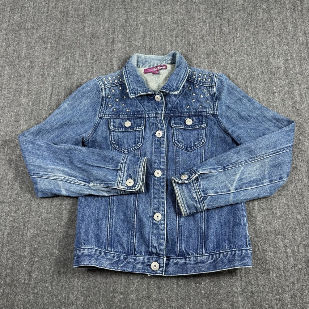 Eric Charles Women's L Studded Denim Jacket Blue Jean Trucker Western Y2K